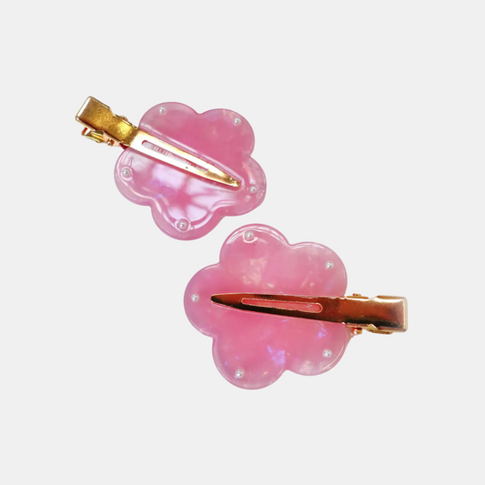 Pink Flower Hair Clip Set