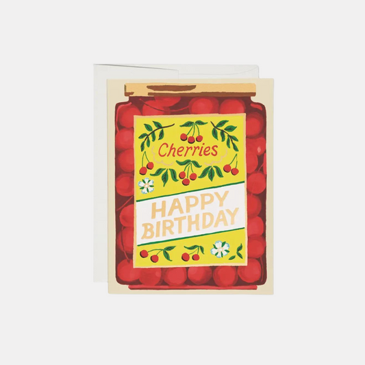 Jar of Cherries Birthday Greeting Card
