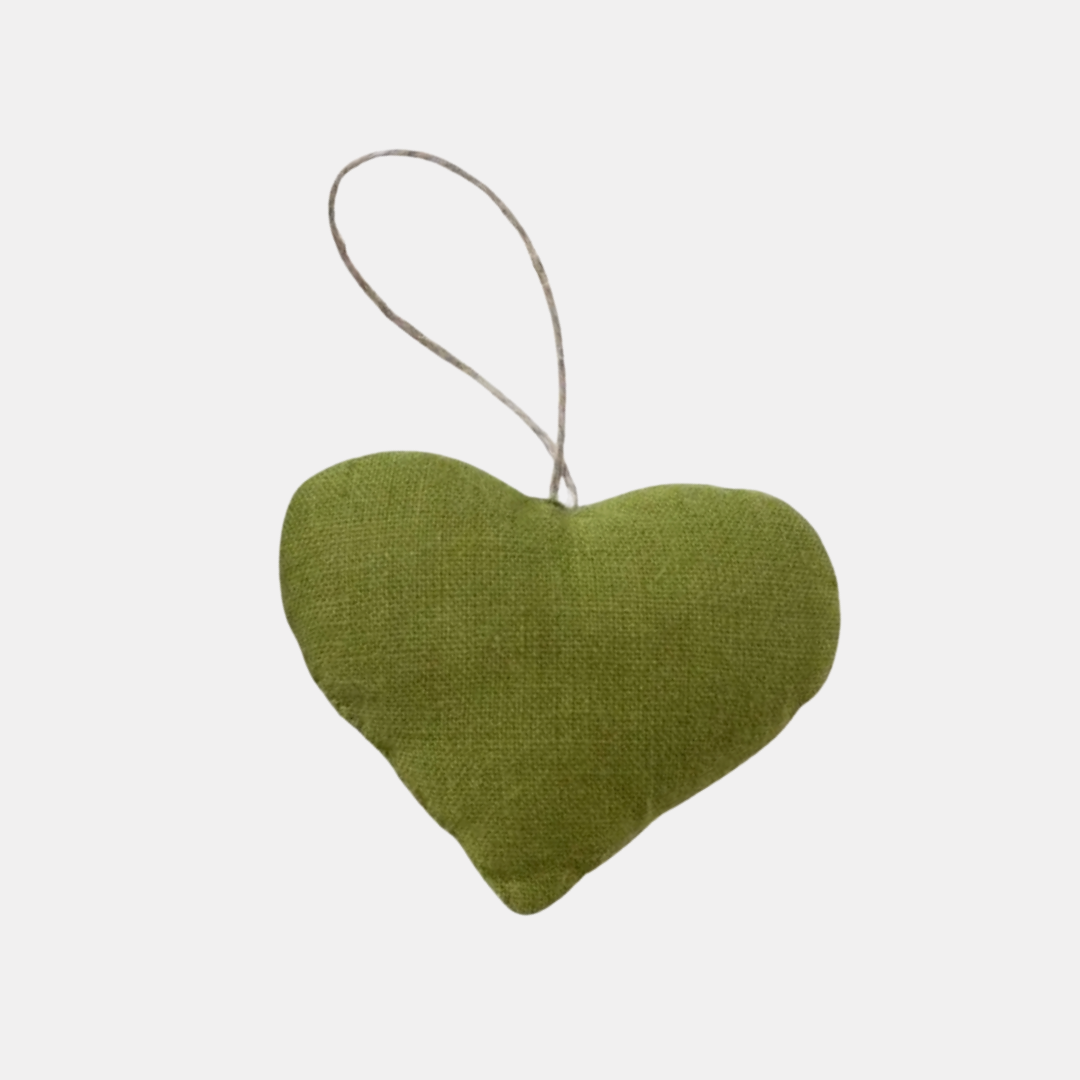 Green Linen Heart Ornament