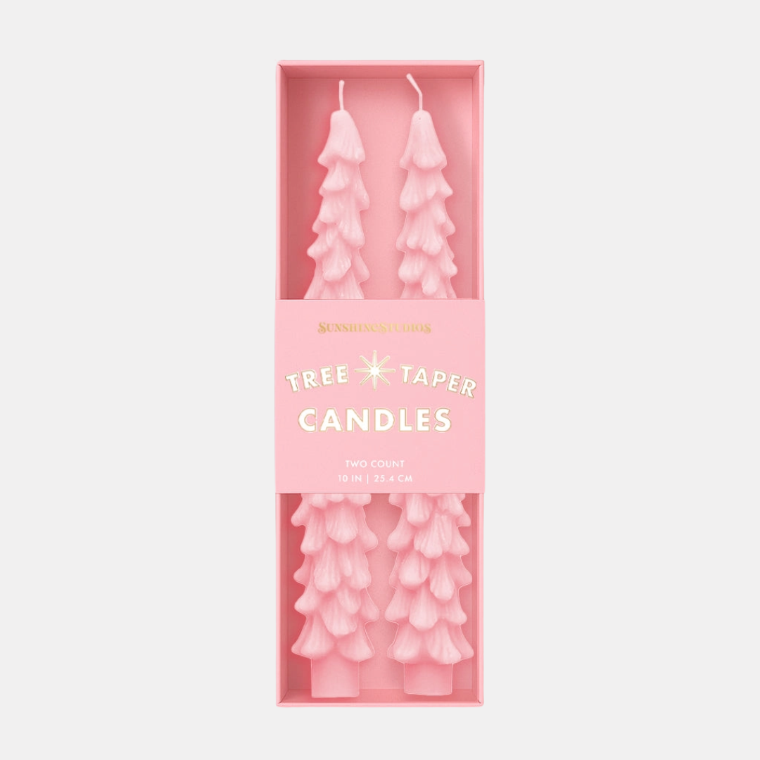 Pink Tree Taper Candle Set