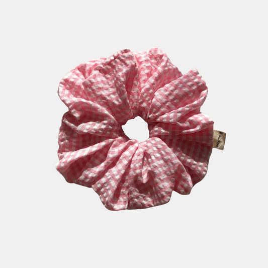Oversized Peach Gingham Scrunchie