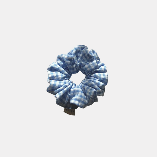 Sky Blue Gingham Scrunchie