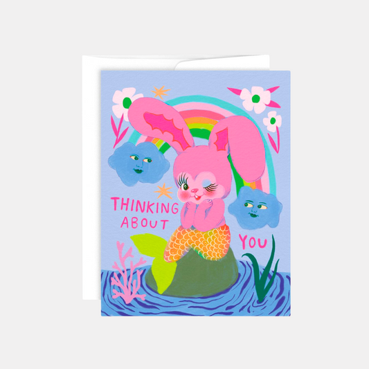 Thinking About You Bunny Mermaid Card