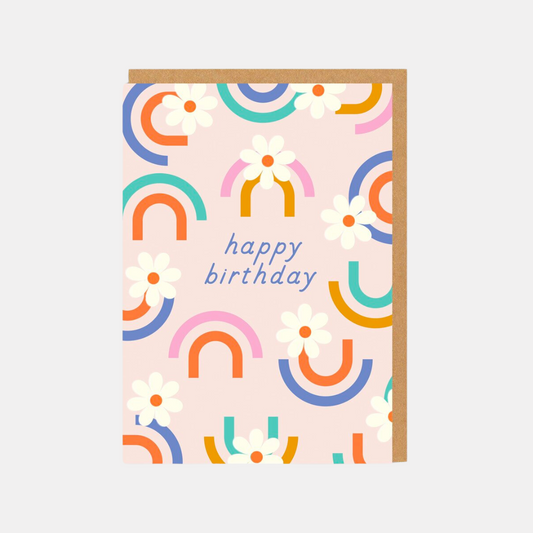 Happy Birthday Floral Rainbow Card