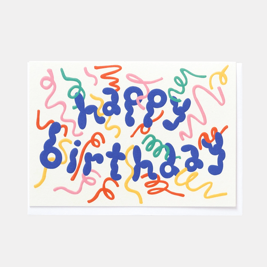Happy Birthday Streamers Embossed Card
