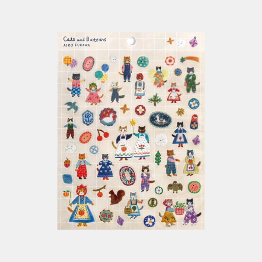 Cats + Buttons Sticker Sheet