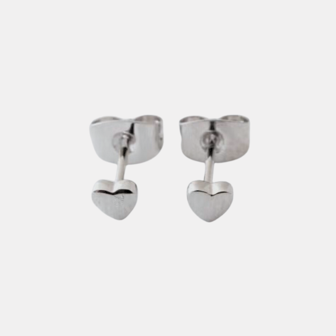 Silver Mini Heart Studs
