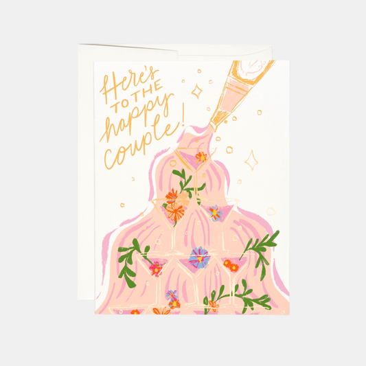 Happy Couple Champagne Fountain Card