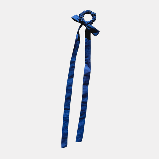 Blue Long Bow Scrunchie