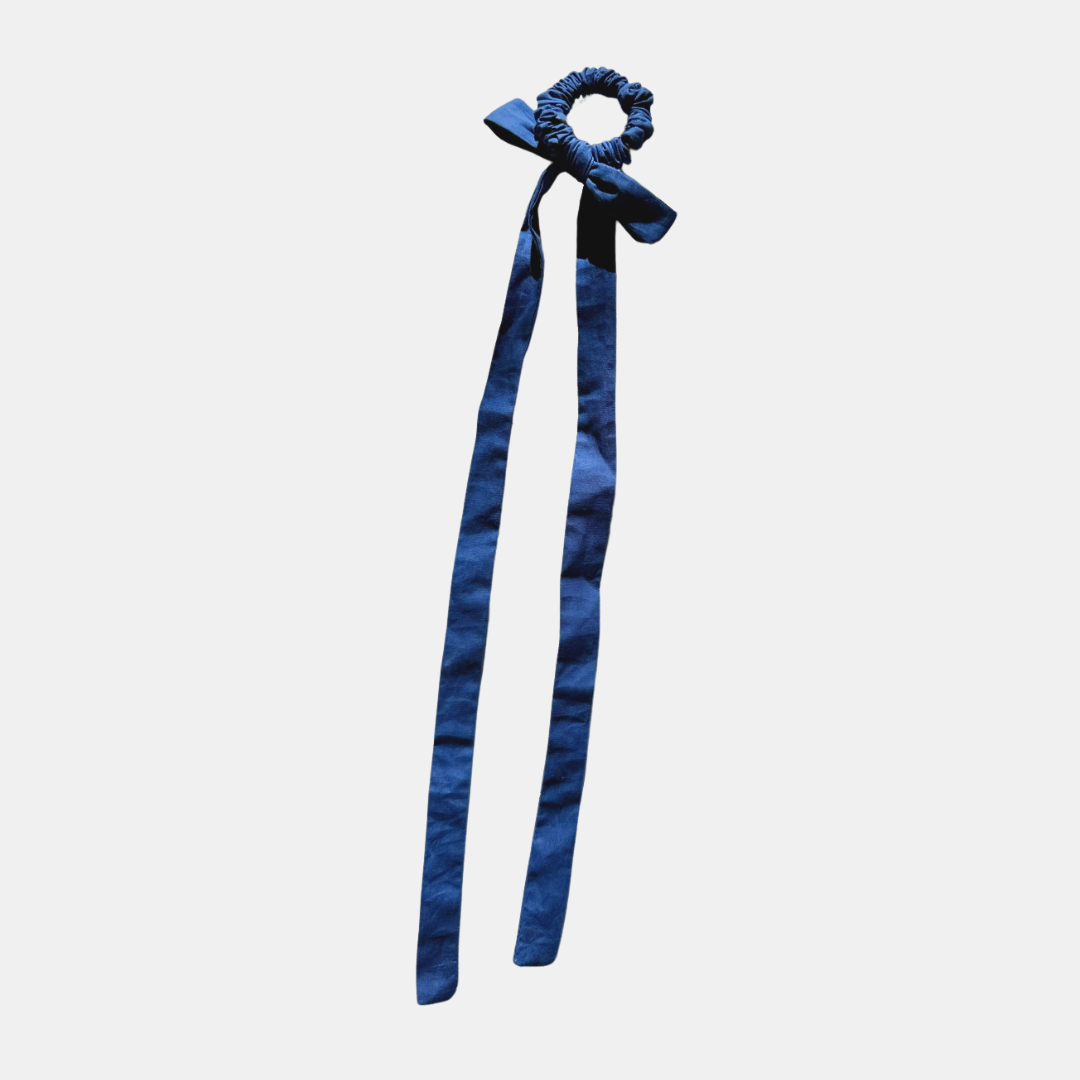 Blue Long Bow Scrunchie