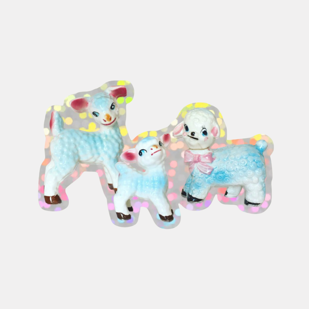 Kitsch Lamb Family Glitter Sticker