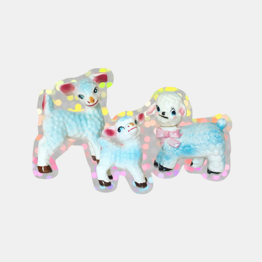 Kitsch Lamb Family Glitter Sticker