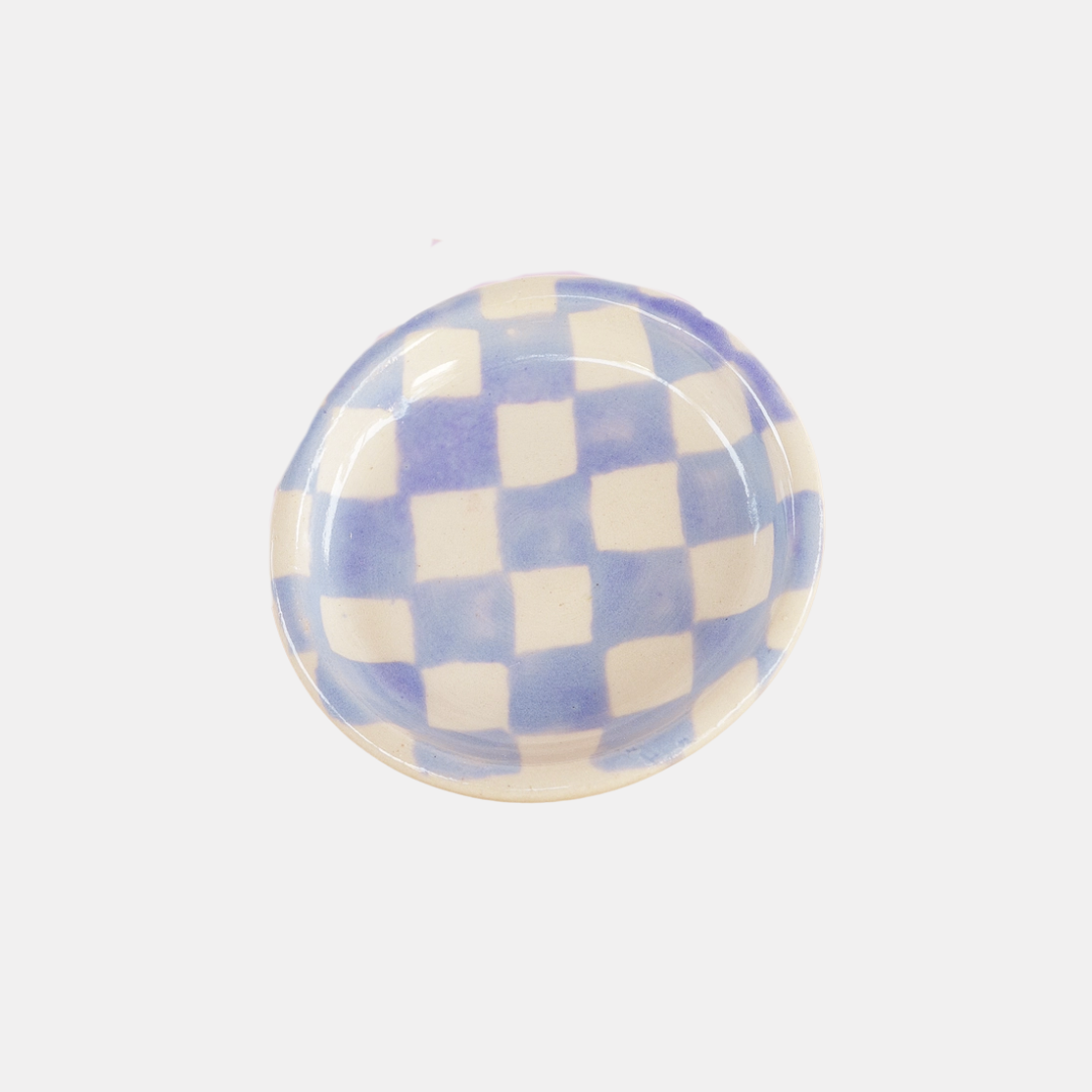 Periwinkle Checkerboard Small Ceramic Dish