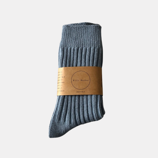 Dusty Blue Ribbed Socks