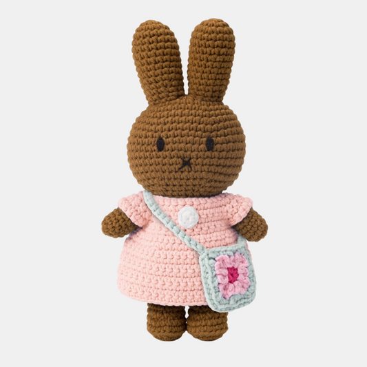 Melanie Light Pink Dress With Blue Flower Bag Crochet Plushie