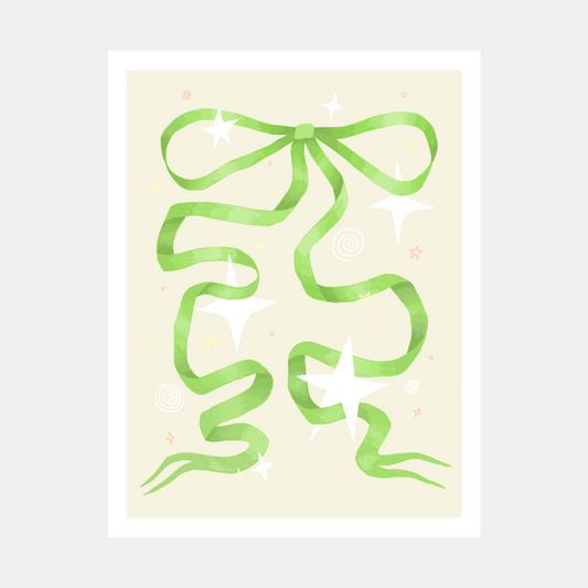 Green Bow Print