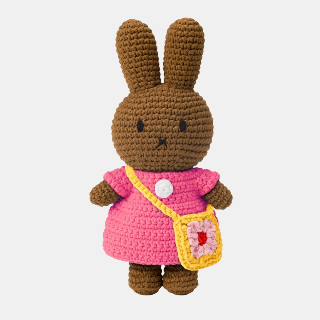 Melanie Pink Dress With Yellow Flower Bag Crochet Plushie