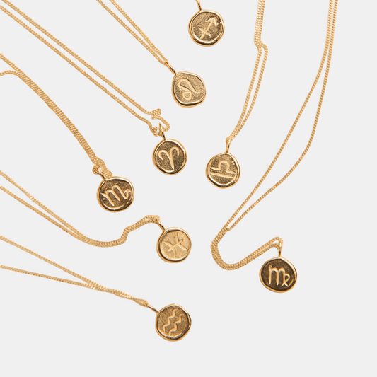 Gold Zodiac Disc Necklace