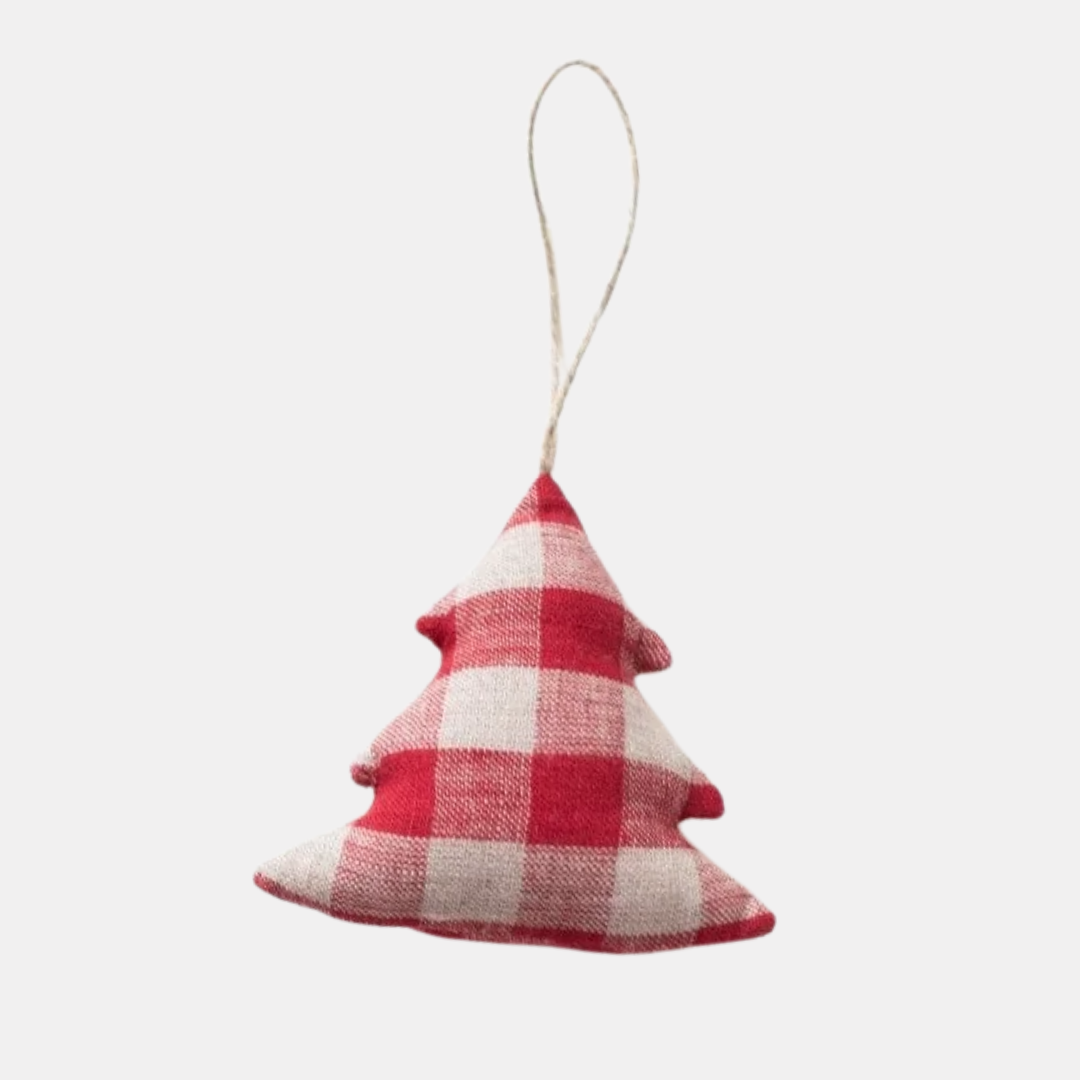 Red Gingham Linen Tree Ornament
