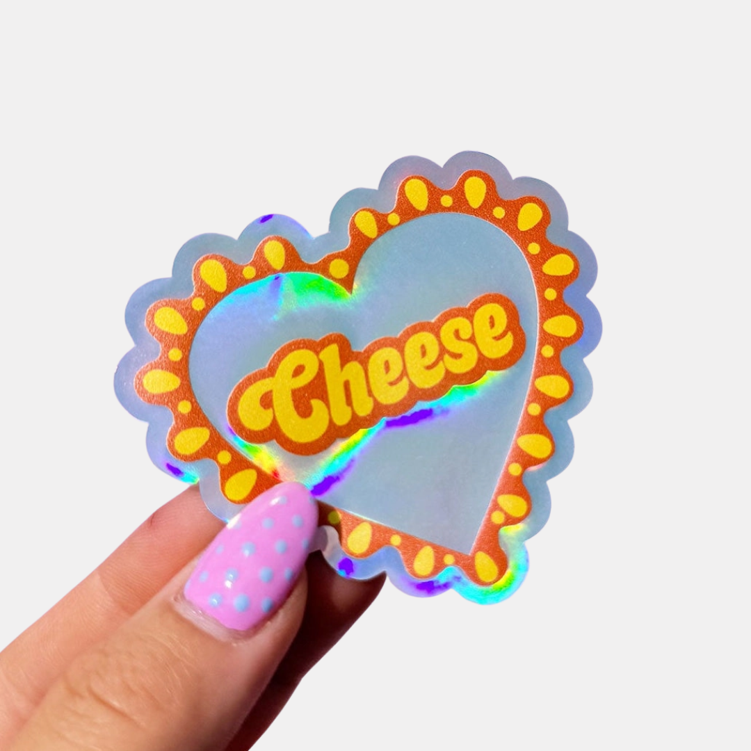Cheese Holographic Heart Sticker