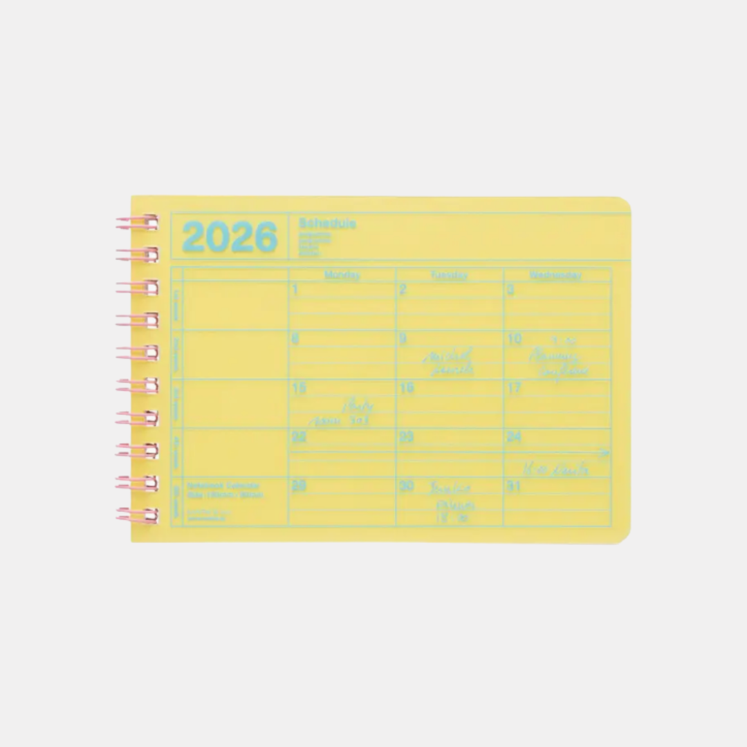 Yellow Mini 2026 Notebook Calendar