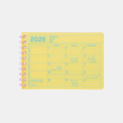 Yellow Mini 2026 Notebook Calendar