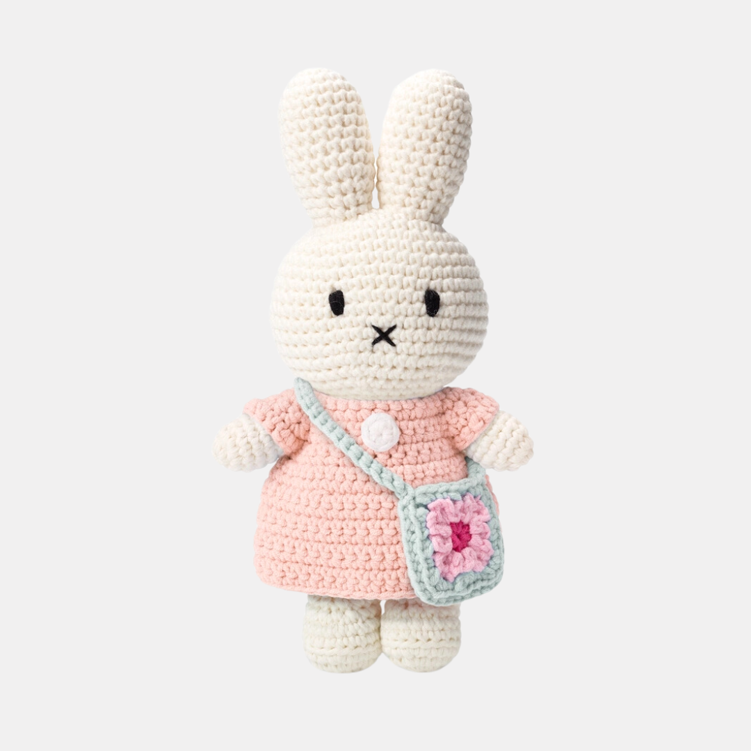 Miffy Pink Dress With Blue Flower Bag Crochet Plushie