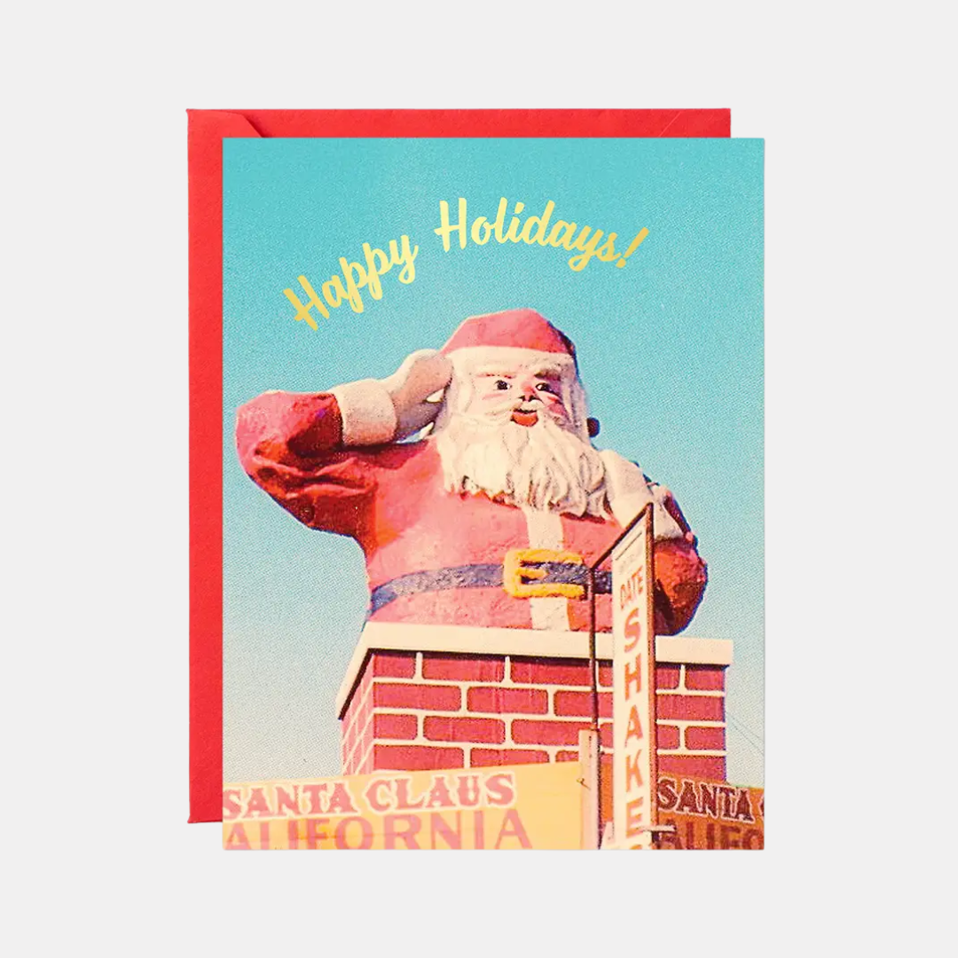 Happy Holidays Retro Santa Card