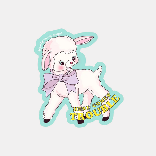 Here Comes Trouble Lamb Sticker