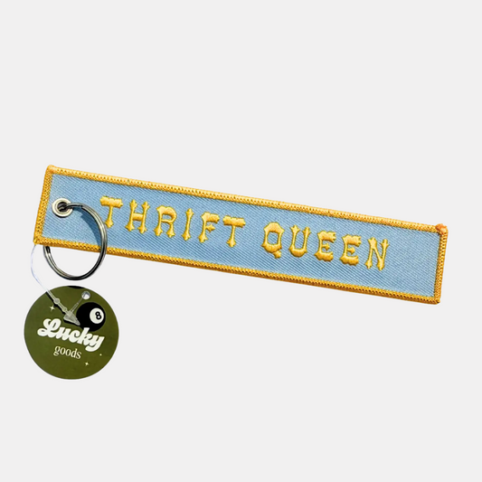 Thrift Queen Embroidered Keychain