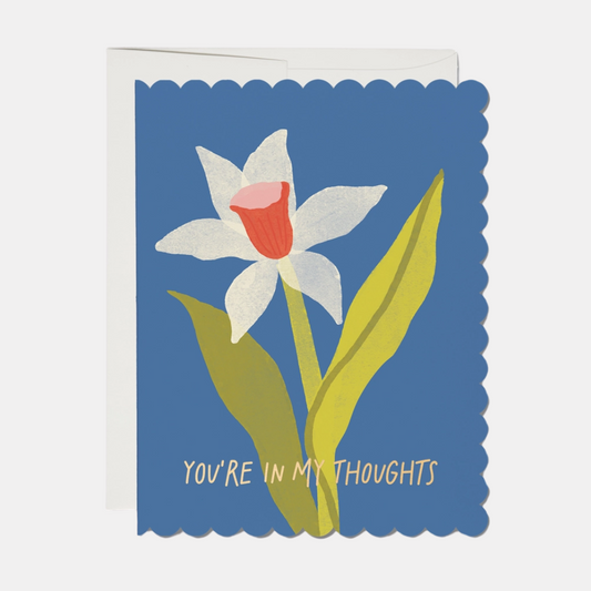 You're In My Thoughts Scalloped Daffodil Card