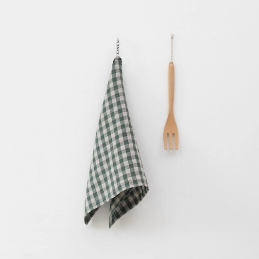 Green Gingham Linen Kitchen Towel