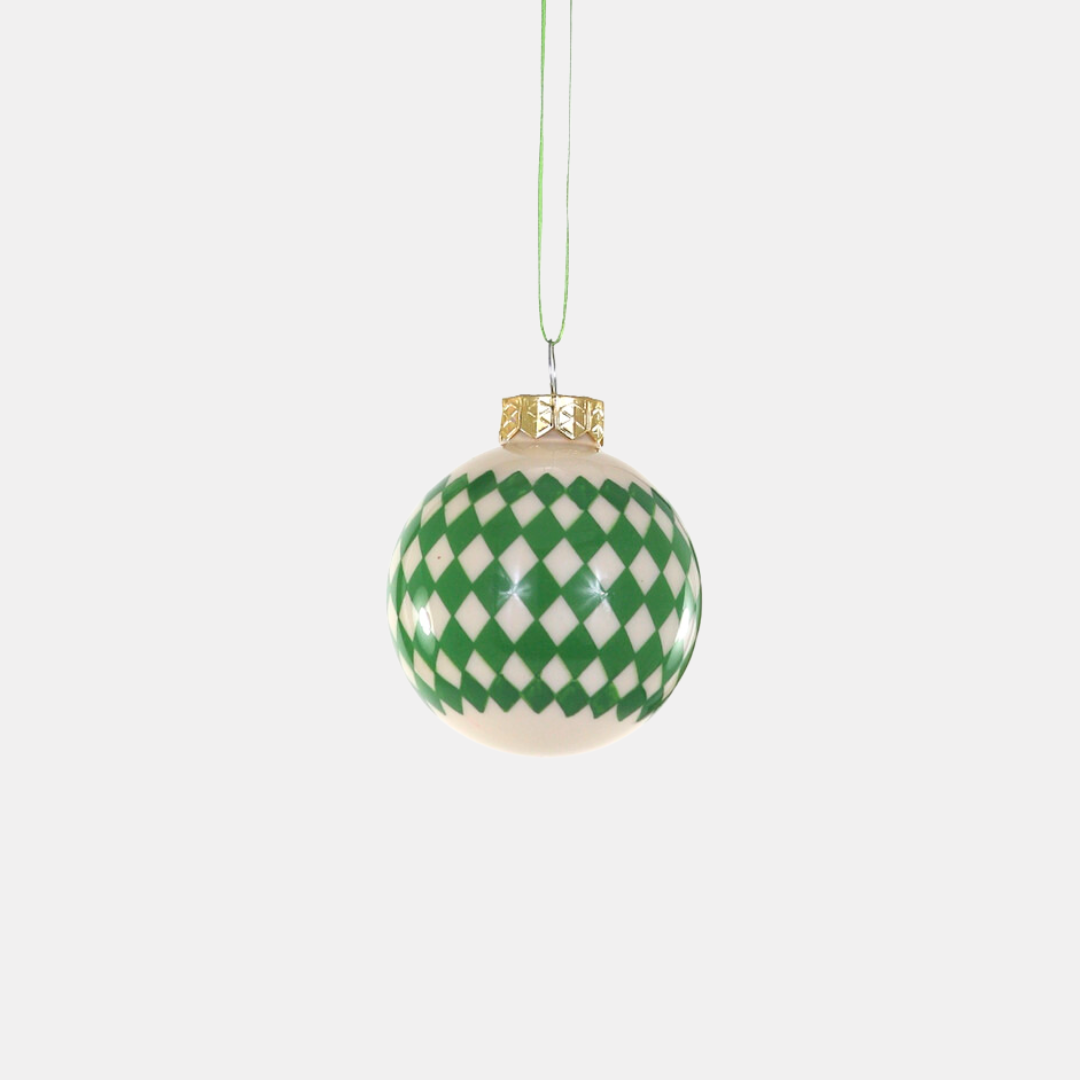 Green Harlequin Bauble Ornament