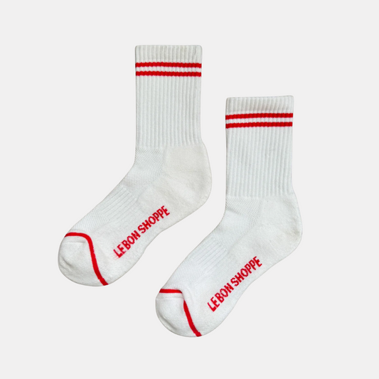 Clean White Boyfriend Socks
