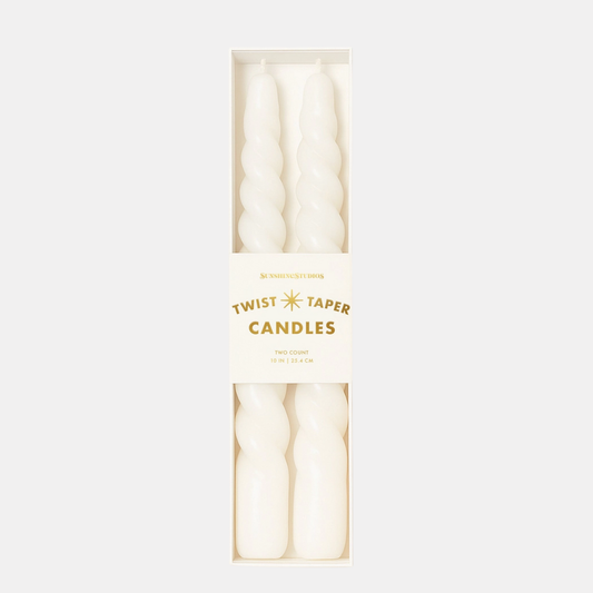 Ivory Twist Taper Candle Set