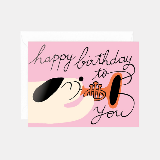 Happy Birthday To You Dog + Trumpet Card