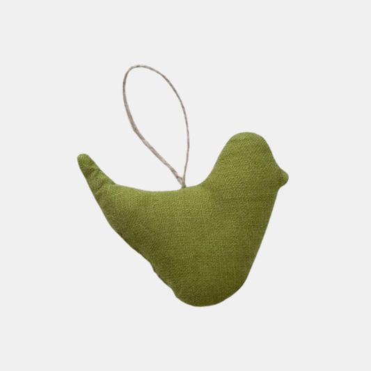 Green Linen Bird Ornament