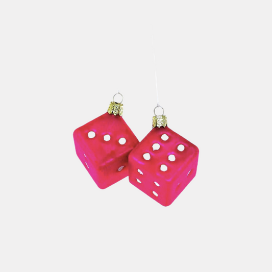 Fuzzy Pink Dice Ornament