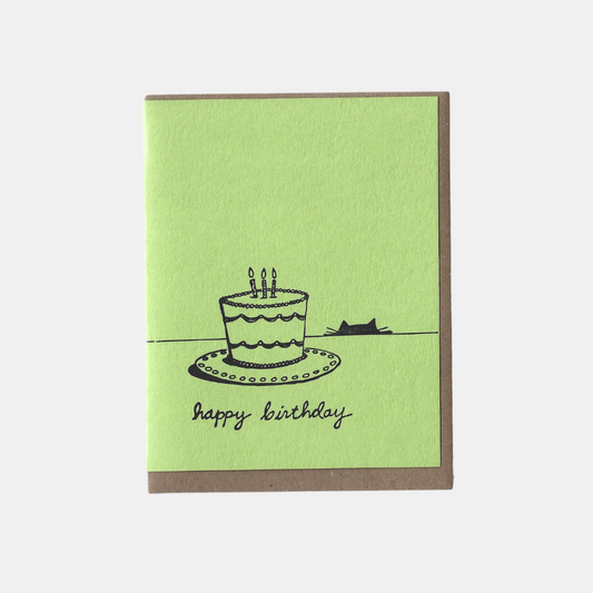 Green Happy Birthday Cat Ears Card