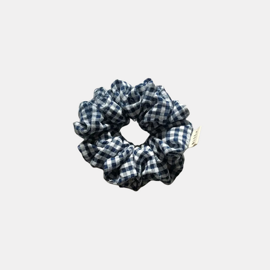 Navy Blue Gingham Scrunchie