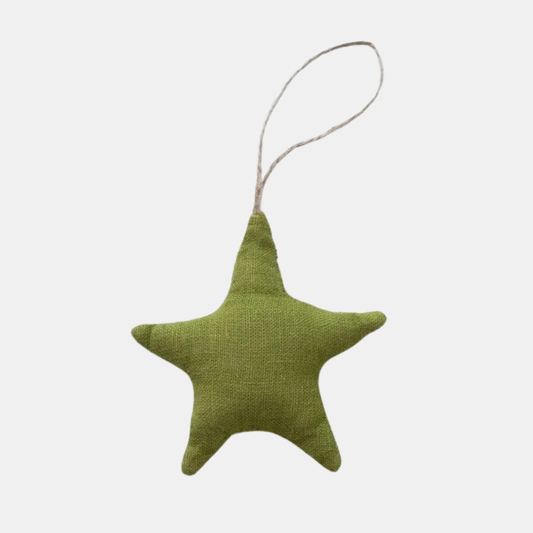 Green Linen Star Ornament