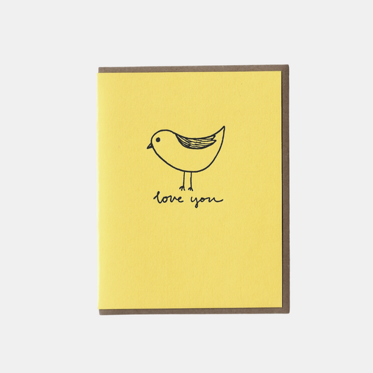 Yellow Love You Birdie Card