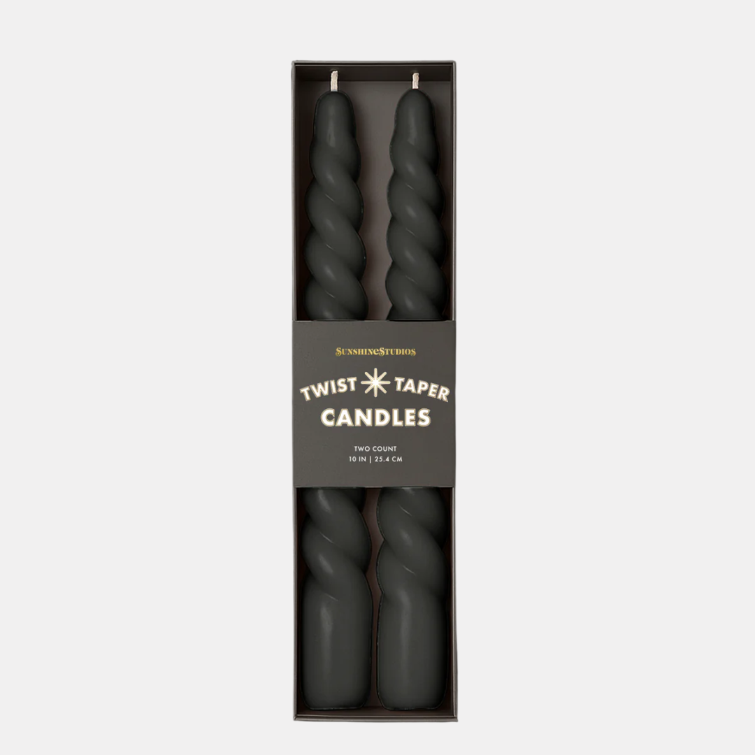 Black Twist Taper Candle Set
