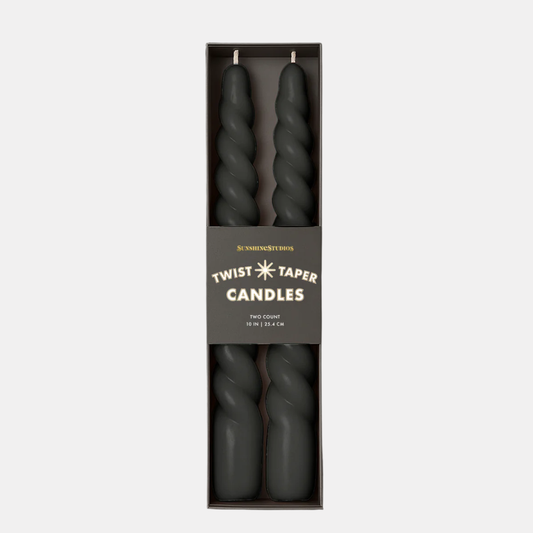Black Twist Taper Candle Set