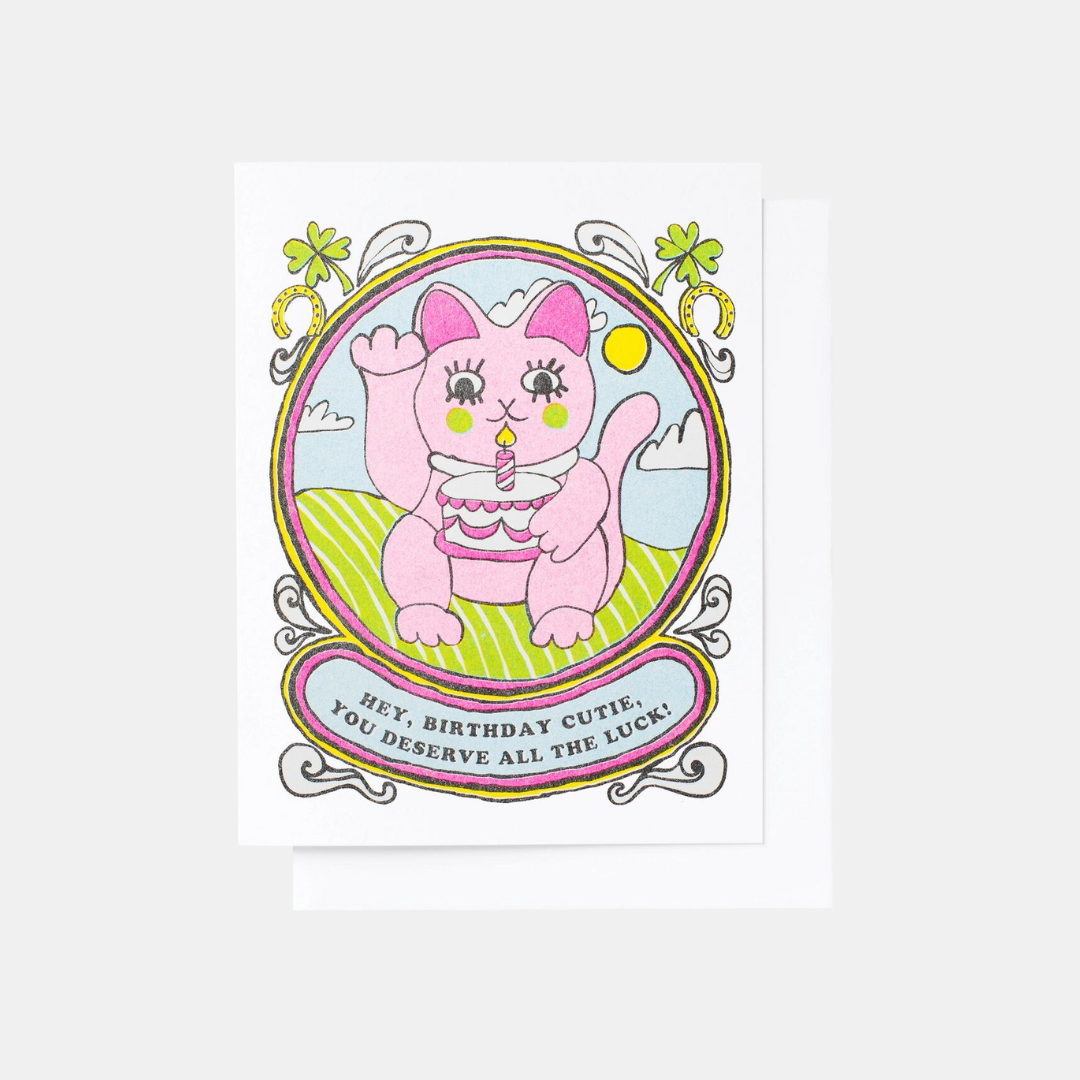 Lucky Cat Birthday Card