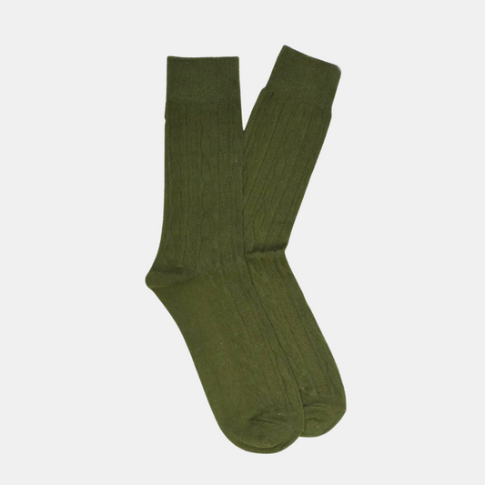 Olive Cable Knit Socks