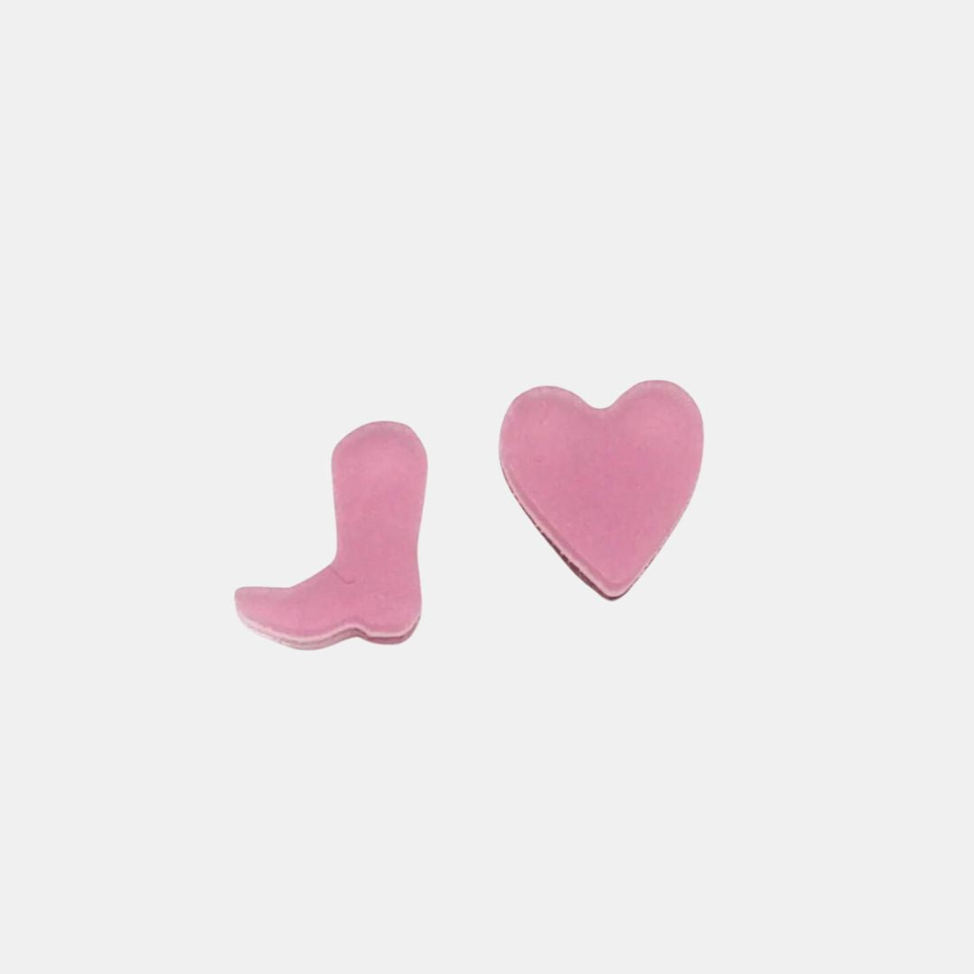 Lilac Boot and Heart Charm Studs