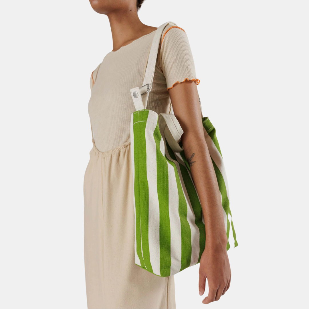 Green Awning Stripe Duck Tote