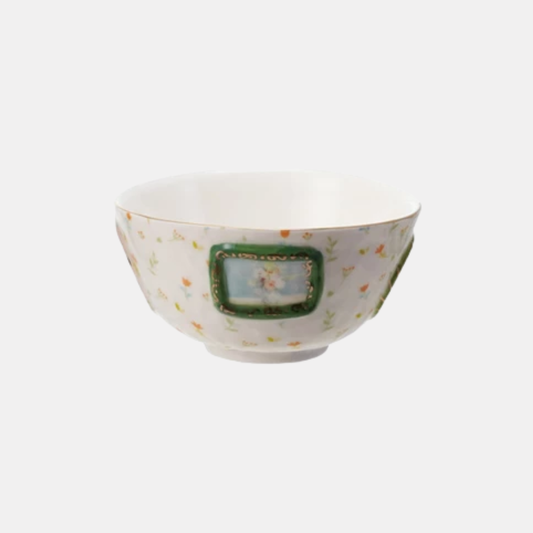 Orange Floral Ceramic Frame Bowl