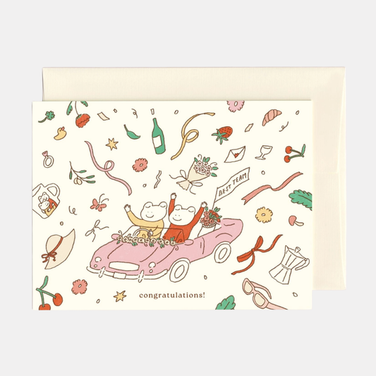 Best Team Frogs Wedding Card